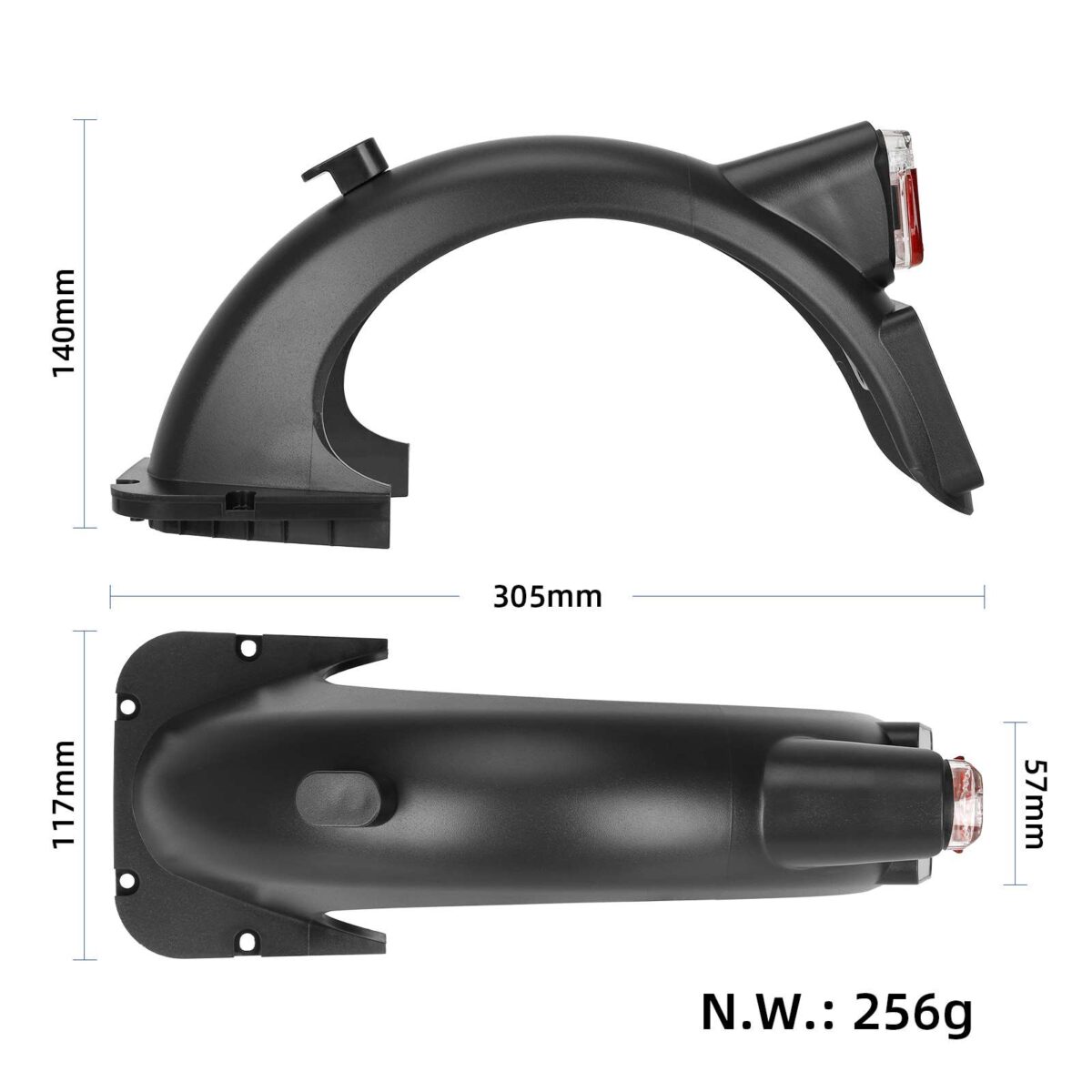 Guardabarros trasero negro con luz para scooter Max G30D - Imagen 2