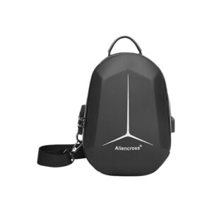 Bolso de pecho negro estilo coreano con cerradura de combinación