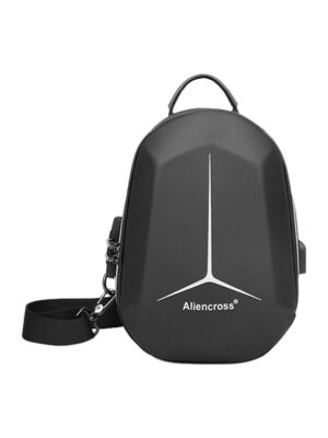 Bolso de pecho negro estilo coreano con cerradura de combinación