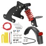 Suspensión trasera Ulip V2 negra-roja con guardabarros y luz trasera para scooter M365 y 1S