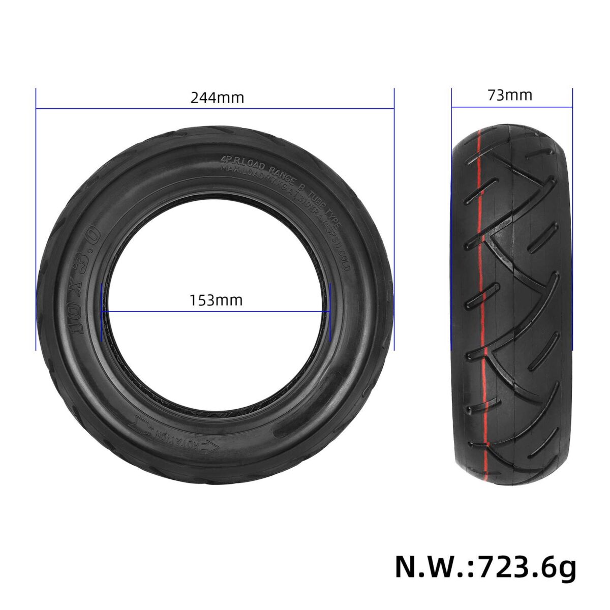 Neumático sin cámara para carretera urbana de 10 x 3,0 - Imagen 2