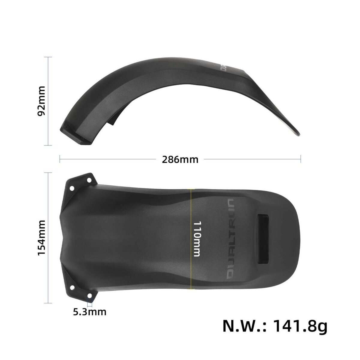 Guardabarros trasero negro para scooter DUALTRON THUNDER Ⅲ - Imagen 2