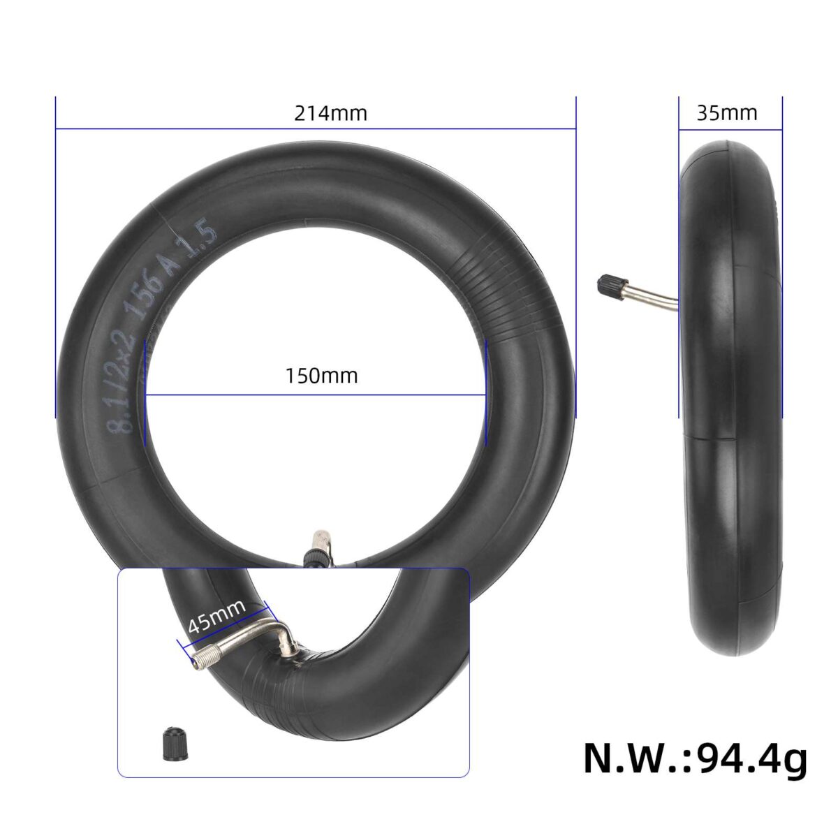 Cámara de aire de 8,5 pulgadas con ángulo de 90 grados para scooters DUALTRON mini DTmini - Imagen 2
