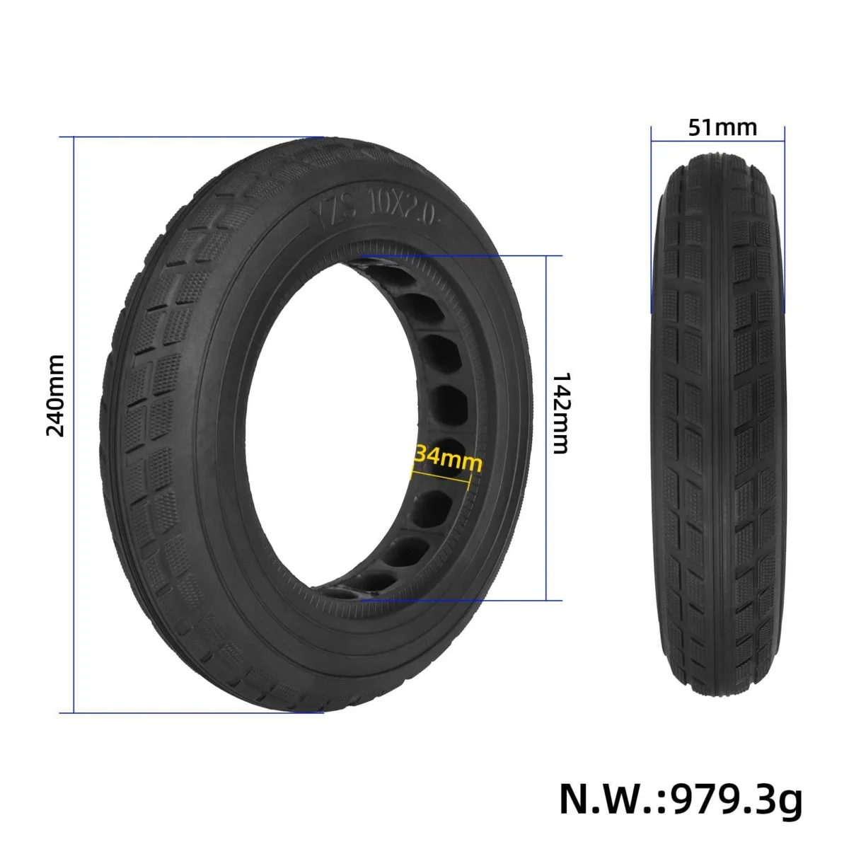 Neumático sólido hueco de 10*2 - Imagen 4