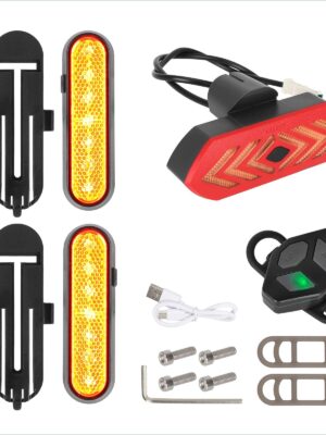 2 juegos de luces intermitentes recargables amarillas Ulip + 1 juego de luces traseras intermitentes con control remoto para scooters MaxG30D