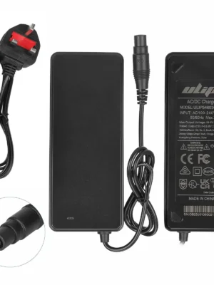Cargador Ulip 53.6V/54.6V2A con conector Xiaomi O para Xiaomi 4 Pro Plus/4 Pro Max/Ninebot G3 F3 GT3 ZT3 (estándar del Reino Unido)