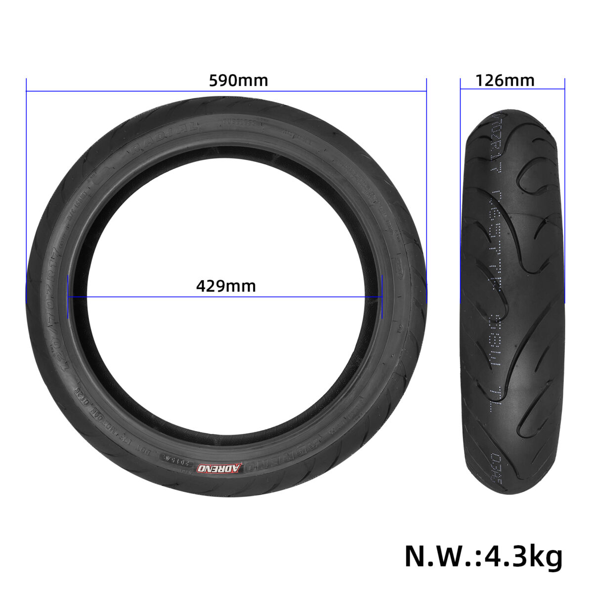 Neumático sin cámara CST 120/70 ZR17 - Imagen 2