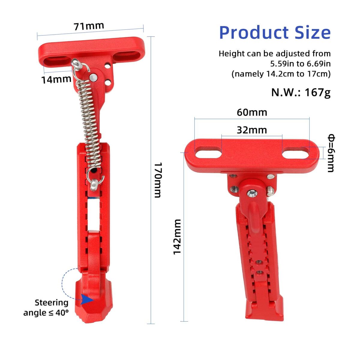 Pata de cabra ajustable roja V2 para scooters de serie Max G30 - Imagen 2