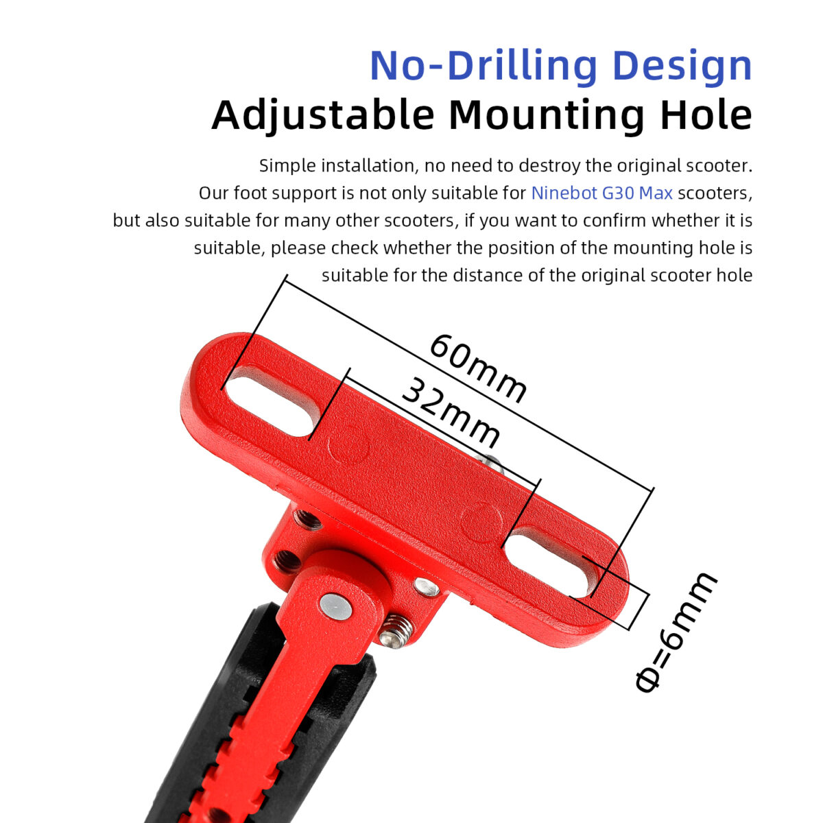 Pata de cabra ajustable V2 Rojo-Negro para scooters de serie Max G30 - Imagen 3