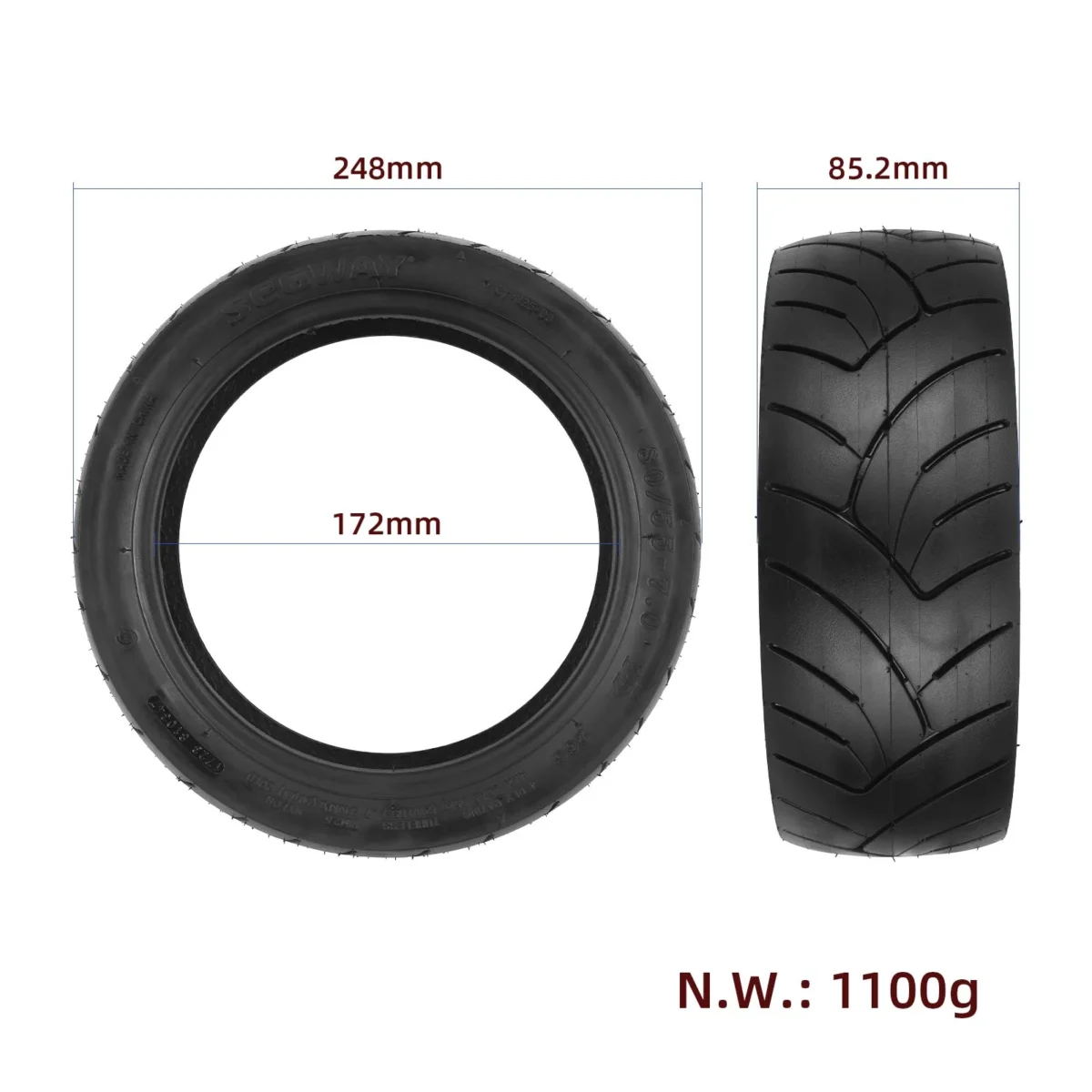 Neumático sin cámara para carretera urbana autorreparable Segway 80/55-7.0 - Imagen 2