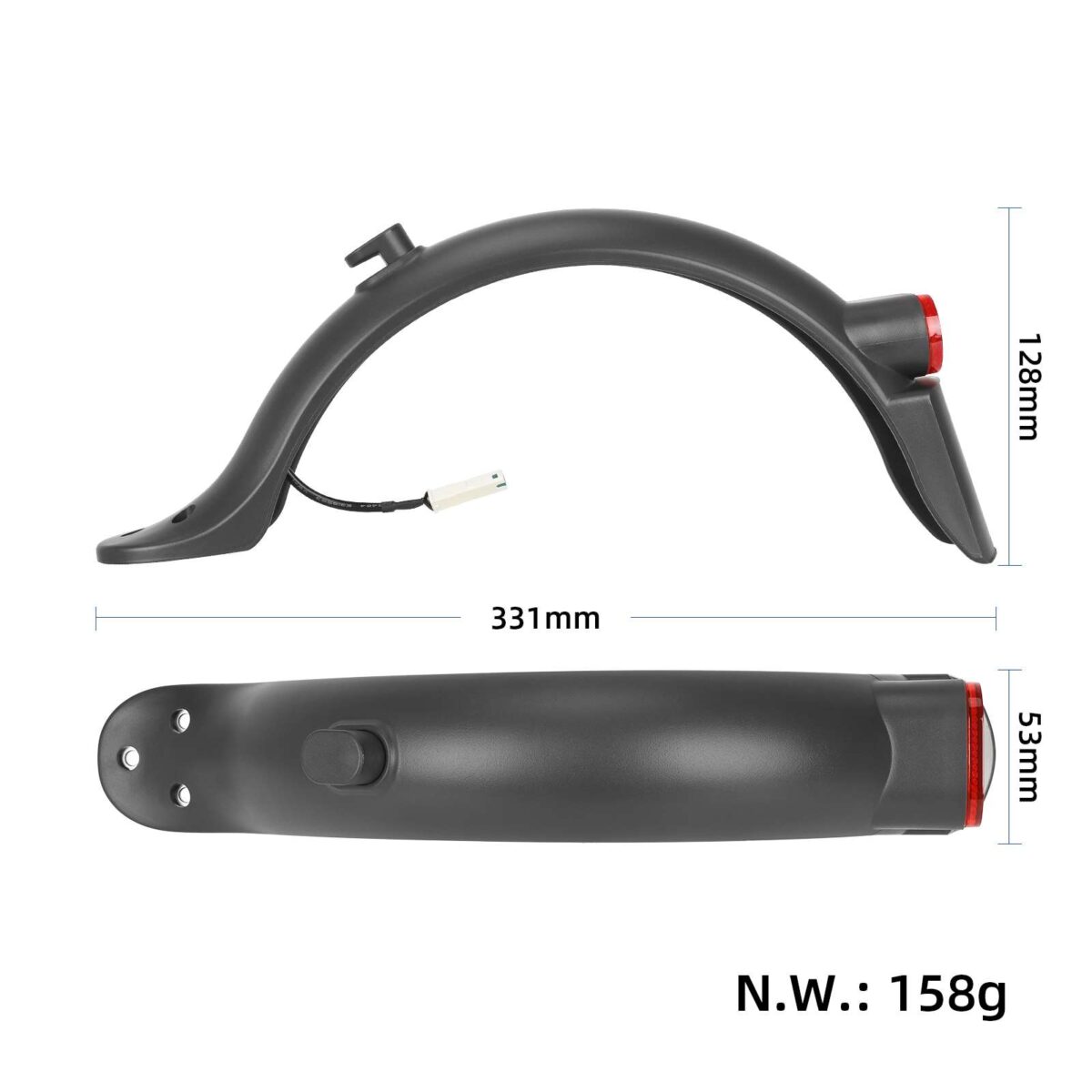 Guardabarros trasero gris con luz, matrícula integrada y gancho para patinete M365 Pro/Pro2 - Imagen 2
