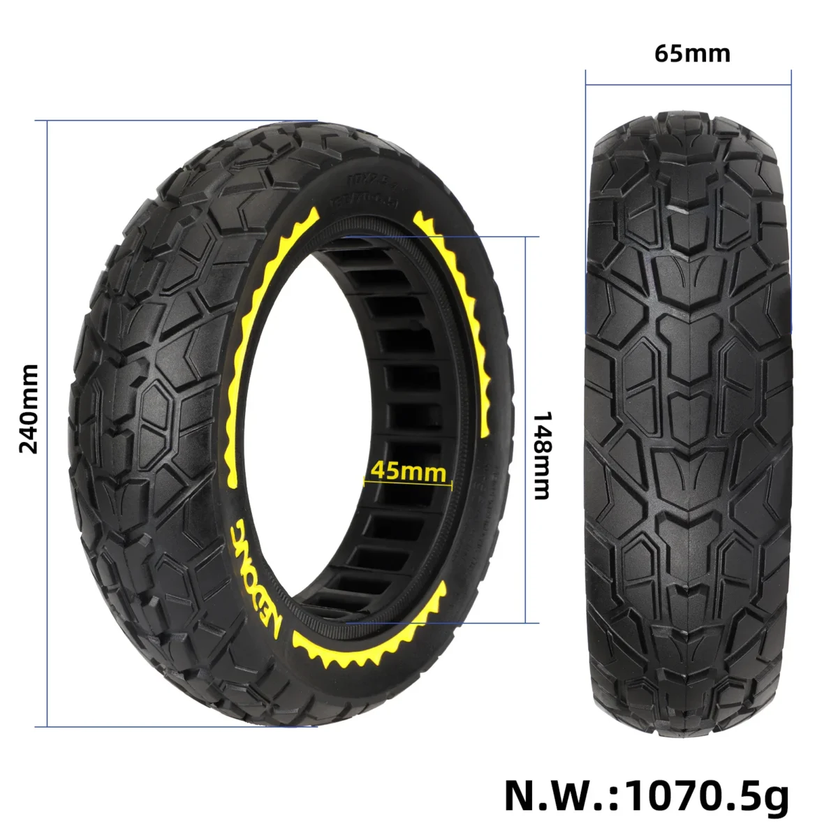 Neumático todoterreno sólido amarillo NEDONG10*2.125 (ranura de 42,5 mm) - Imagen 6