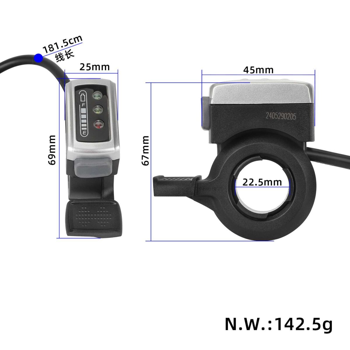 Indicador de potencia Wuxing 106DX para bicicleta eléctrica con batería de litio de 36 V - Imagen 2