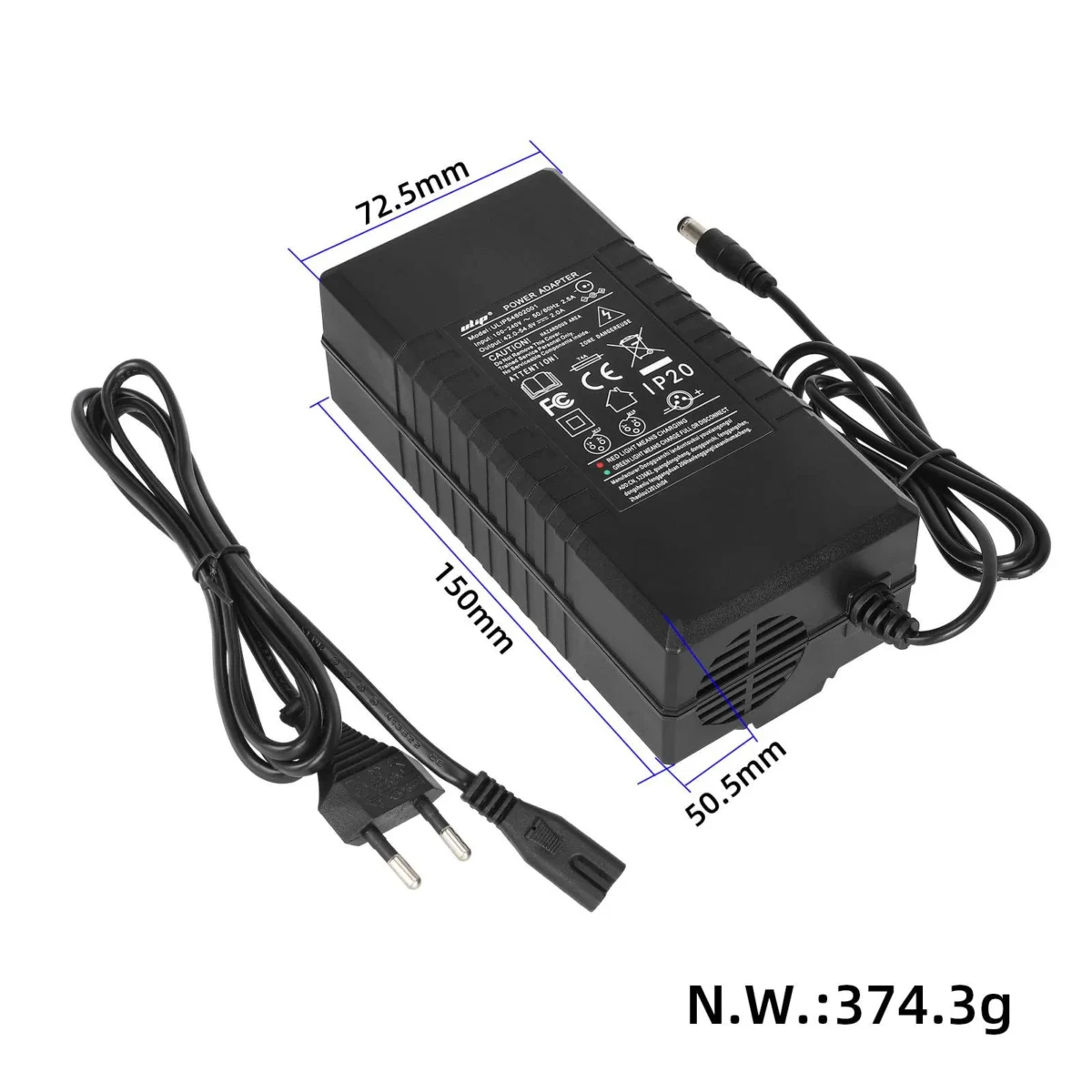 Cargador certificado Ulip42V~54.6V2ADC2.1 (estándar europeo) - Imagen 6