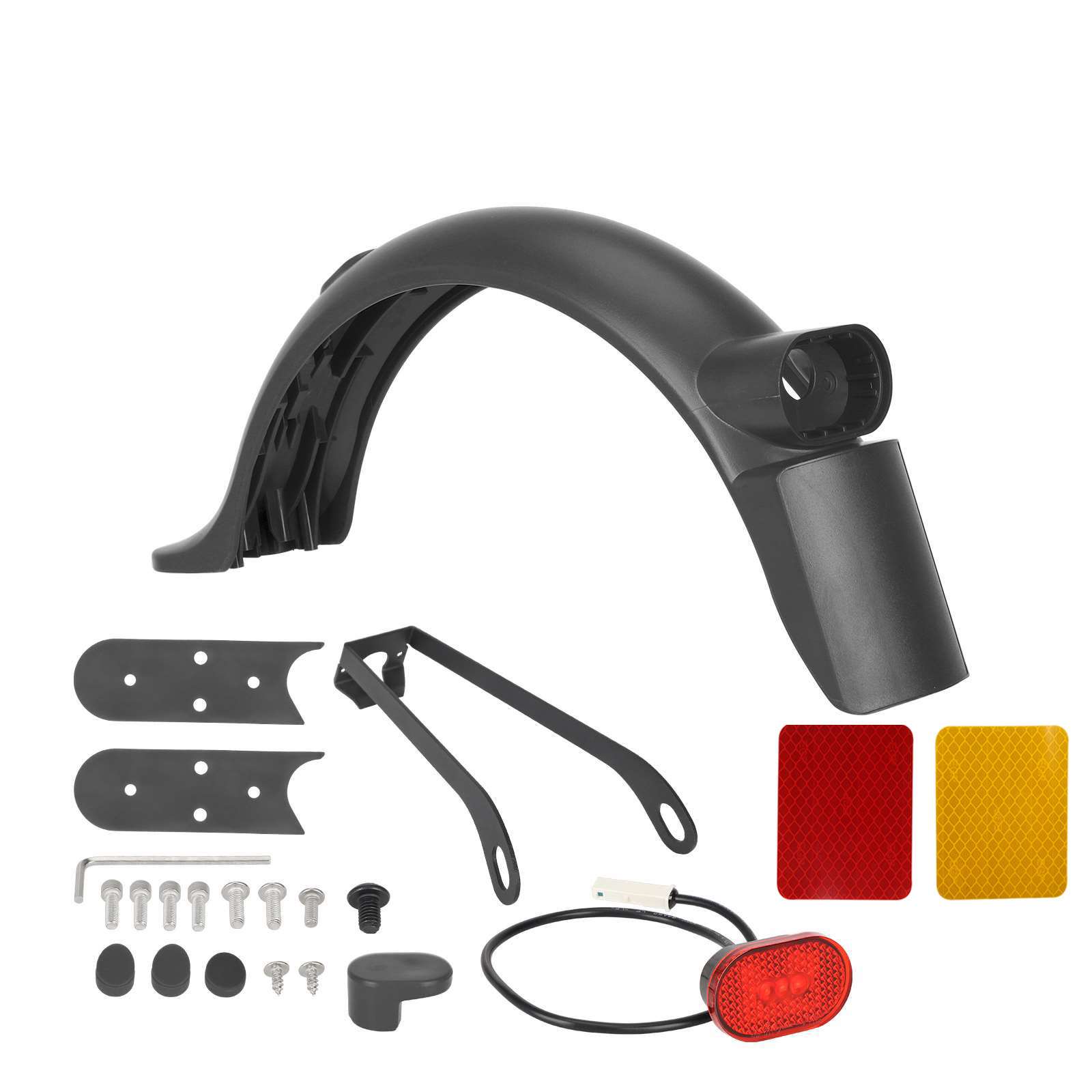 Kit de guardabarros trasero gris con luz, soporte metálico, matrícula y gancho para patinete M365 Pro/Pro2/