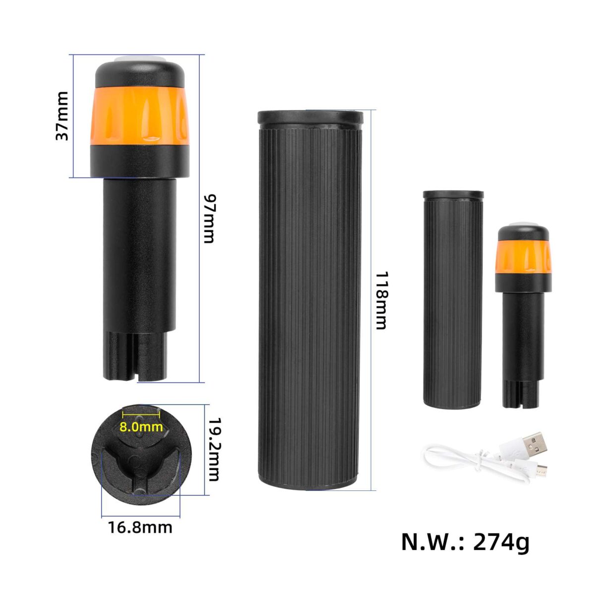 Extensor de agarre de silicona con carga USB Ulip y luz para scooters Max G30 (BBBO) - Imagen 2
