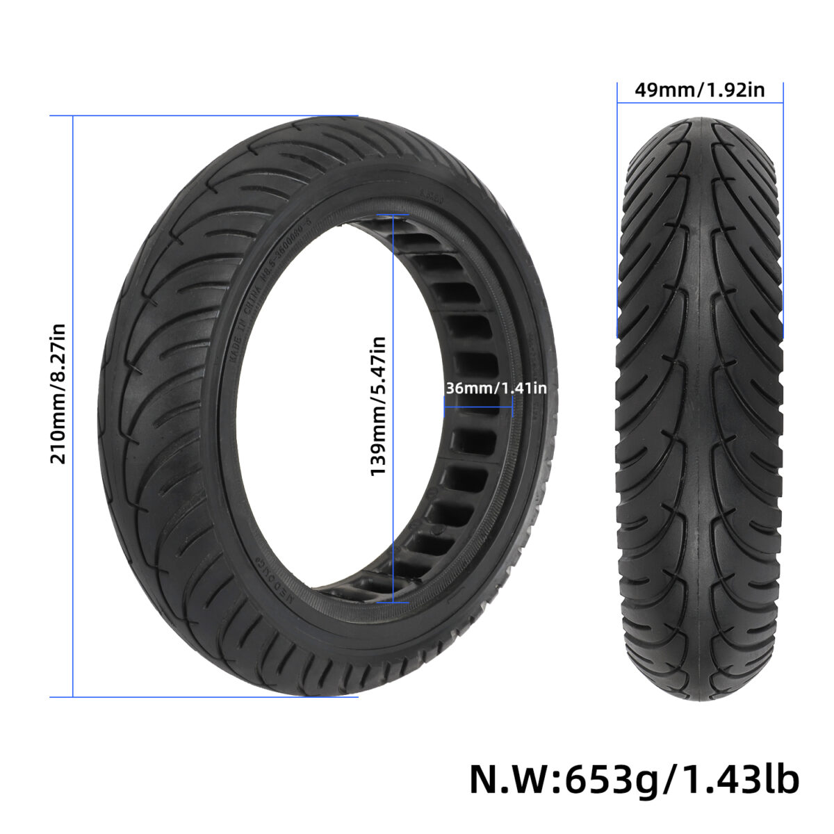 Neumático sólido de 8,5 pulgadas con círculo negro - Imagen 2