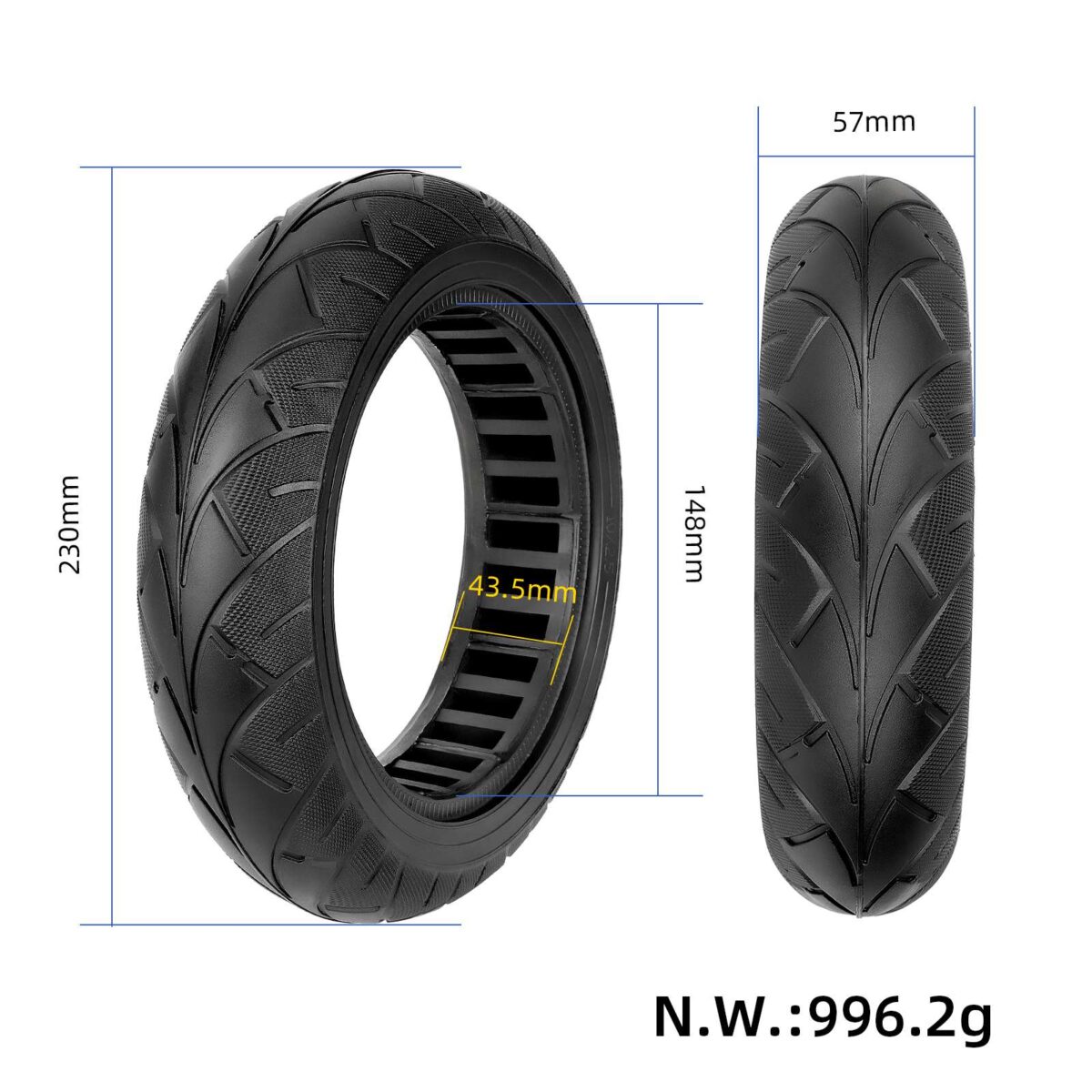 Neumático sólido negro NN10*2.5MAX (ranura de 44 mm) - Imagen 2