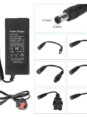 Cargador británico 42V2ADC2.1 (con 6 cables adaptadores)