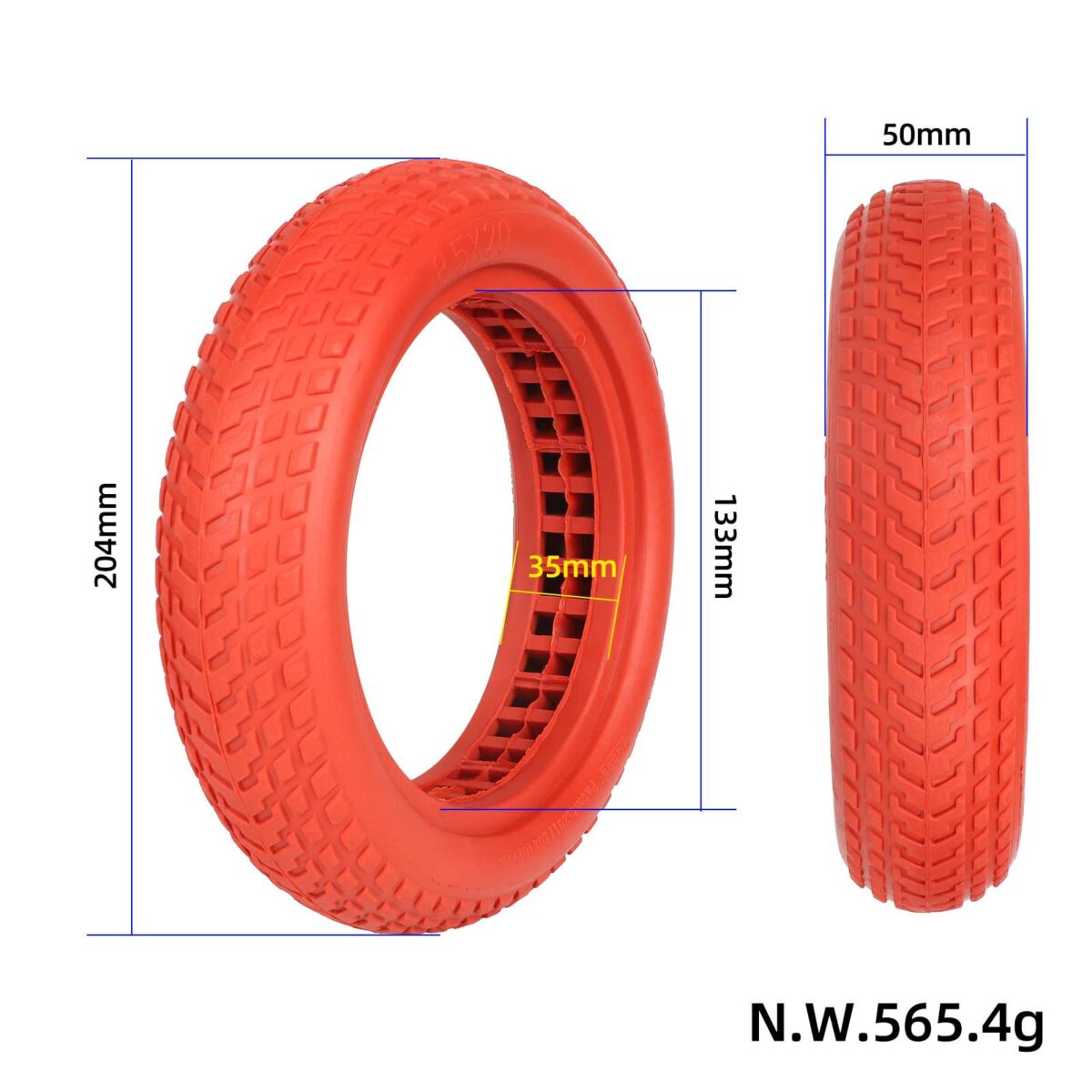Neumático semisólido rojo de 8,5 pulgadas - Imagen 2