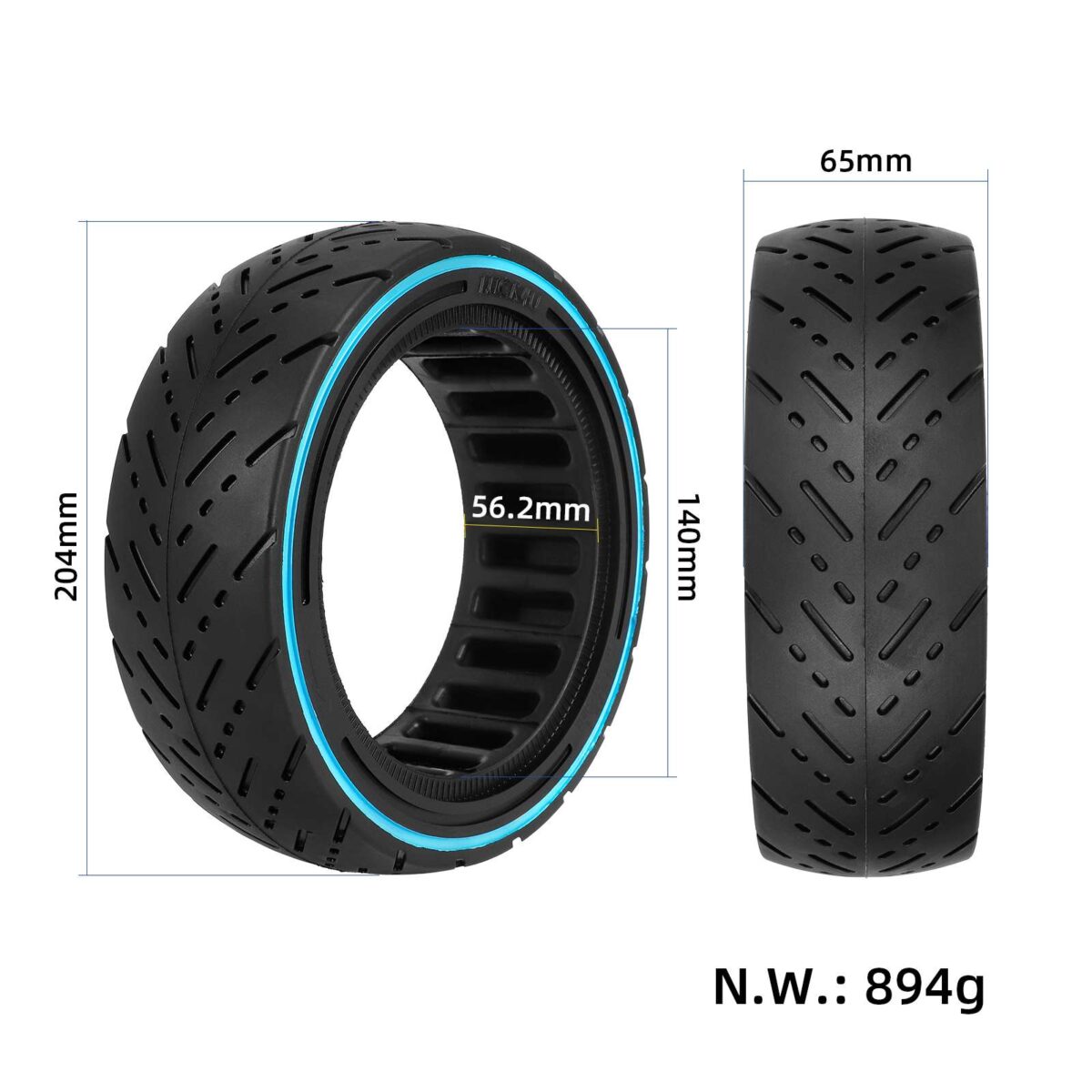 Neumático sólido LUCK4U 8.5*2.5 para carretera urbana con círculo azul - Imagen 2