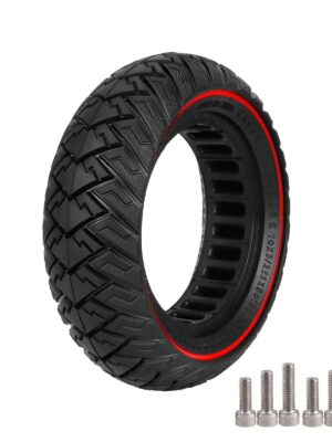 Neumático sólido todoterreno Ulip 10*3/255*80(80/65-6) con círculo rojo y 6 tornillos