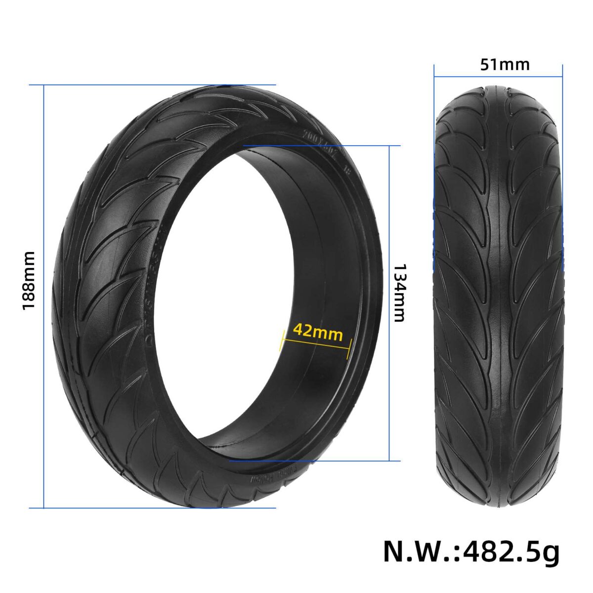 Neumático sólido Risingsun 8*2.125 para scooter Ninebot ES1 - Imagen 2