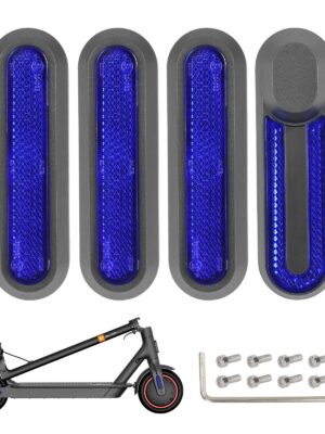 4 piezas de carcasas decorativas grises de repuesto + barras reflectoras azules para M365 1S Pro Pro2 y Lite