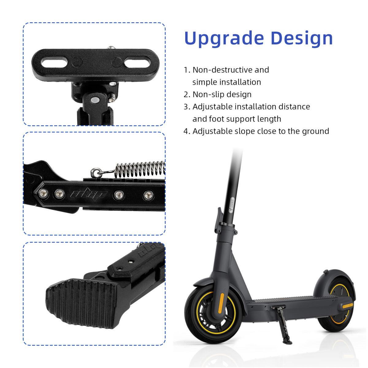 Pata de cabra ajustable negra V2 para scooters de serie Max G30 - Imagen 4