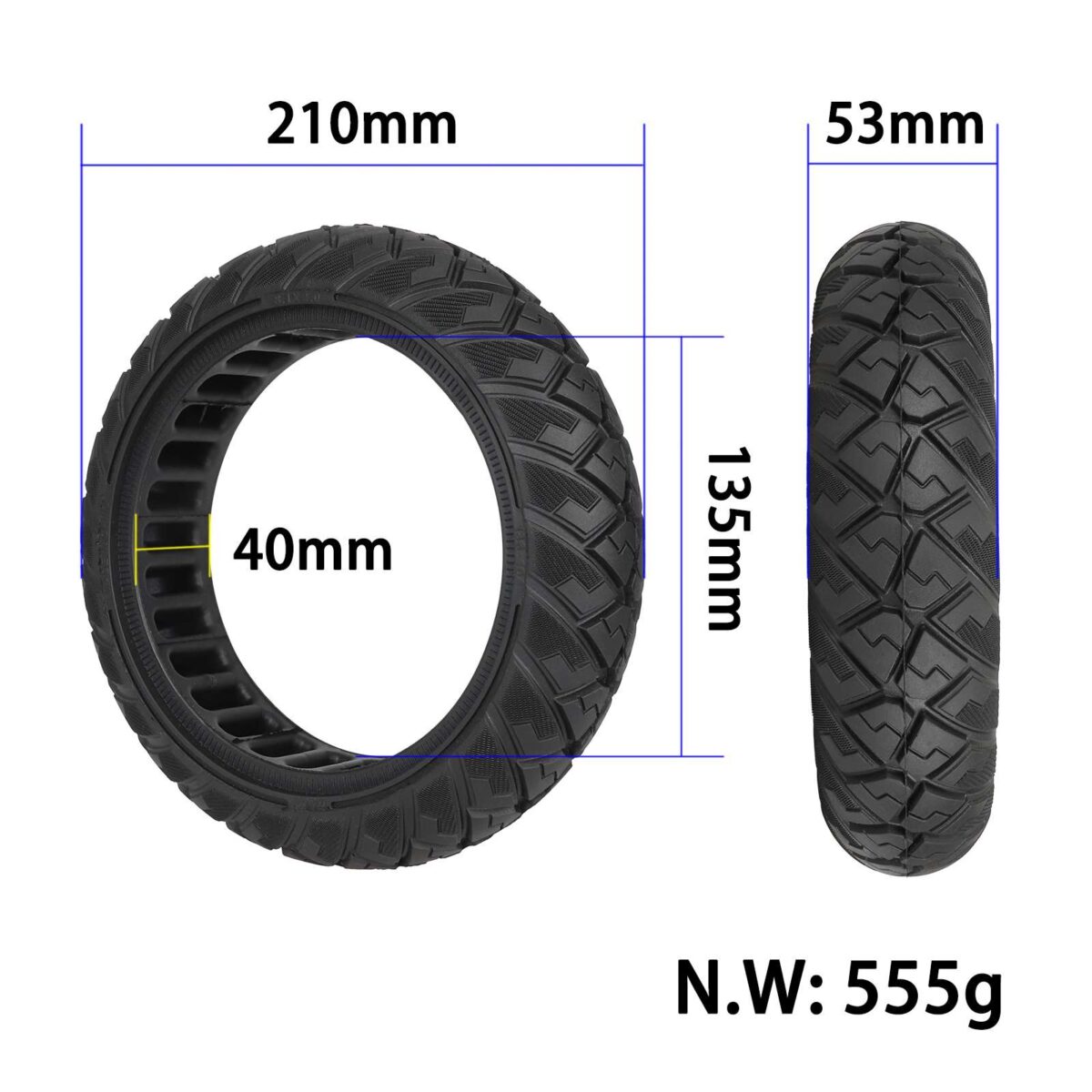 Neumático sólido todoterreno Ulip negro 8.1*2.0 con diseño de diamante - Imagen 2
