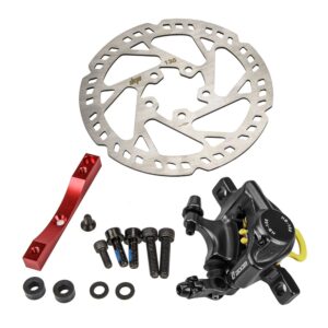 Juego de frenos Xtech negro que incluye disco de 135 mm y adaptador rojo