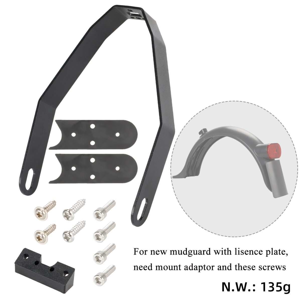 Soporte de guardabarros trasero de metal negro para todos los scooters Xiaomi - Imagen 4