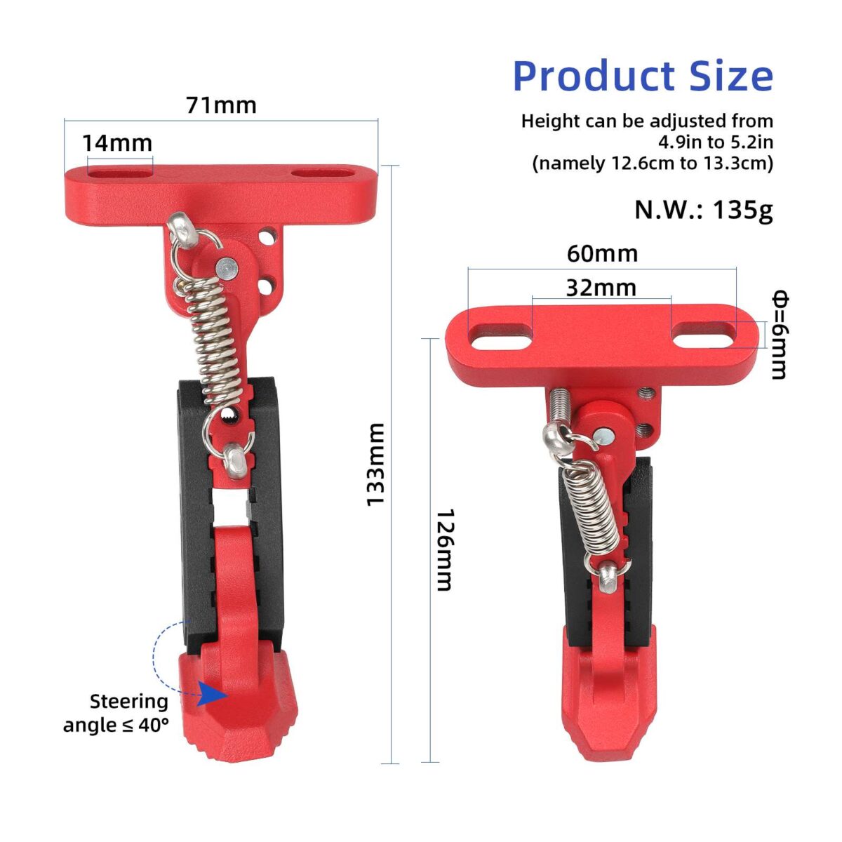 Pata de cabra ajustable Ulip Red-Black para scooters de las series F y Xiaomi 4 - Imagen 2
