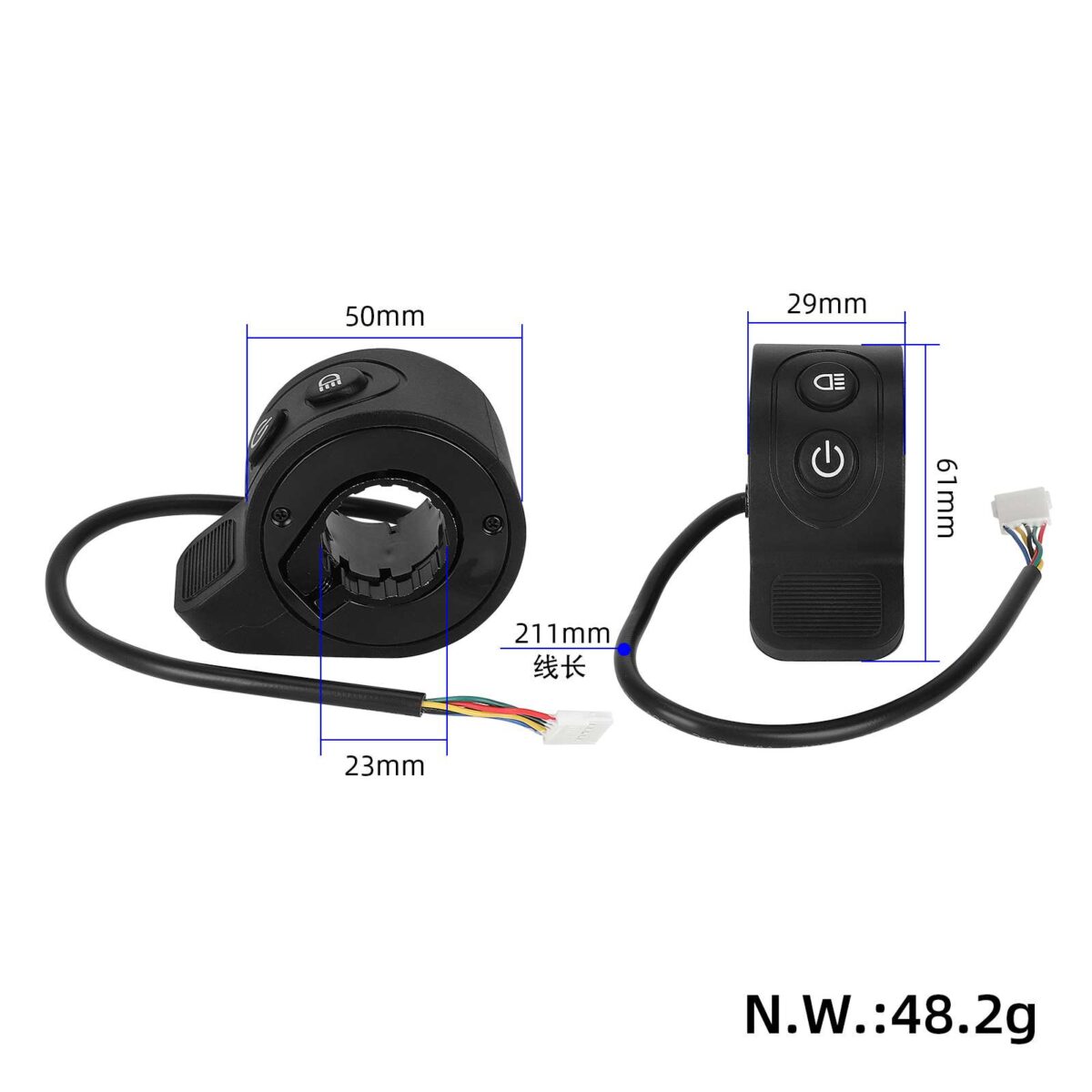 Acelerador de potencia negro con interruptor de luz para scooters HX X6X7X8 - Imagen 2