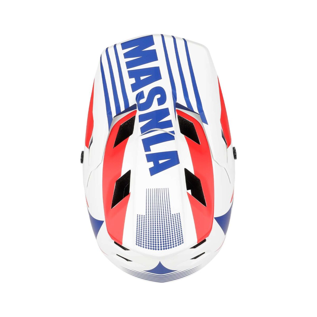 Casco todoterreno talla M en blanco, azul y rojo - Imagen 6