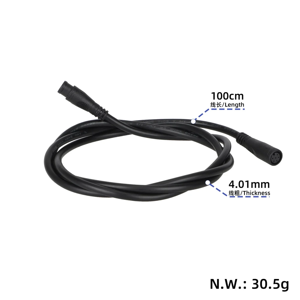 Cable conector impermeable M8, cable negro de 6 pines, conector macho/hembra de 100cm. - Imagen 2