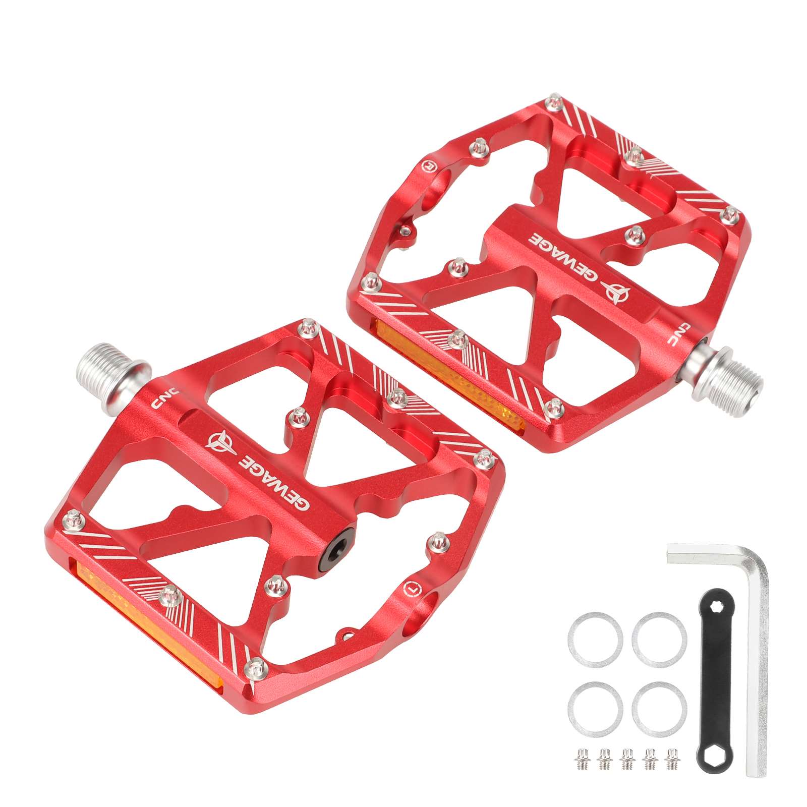 Pedal antideslizante hueco de aleación de aluminio rojo