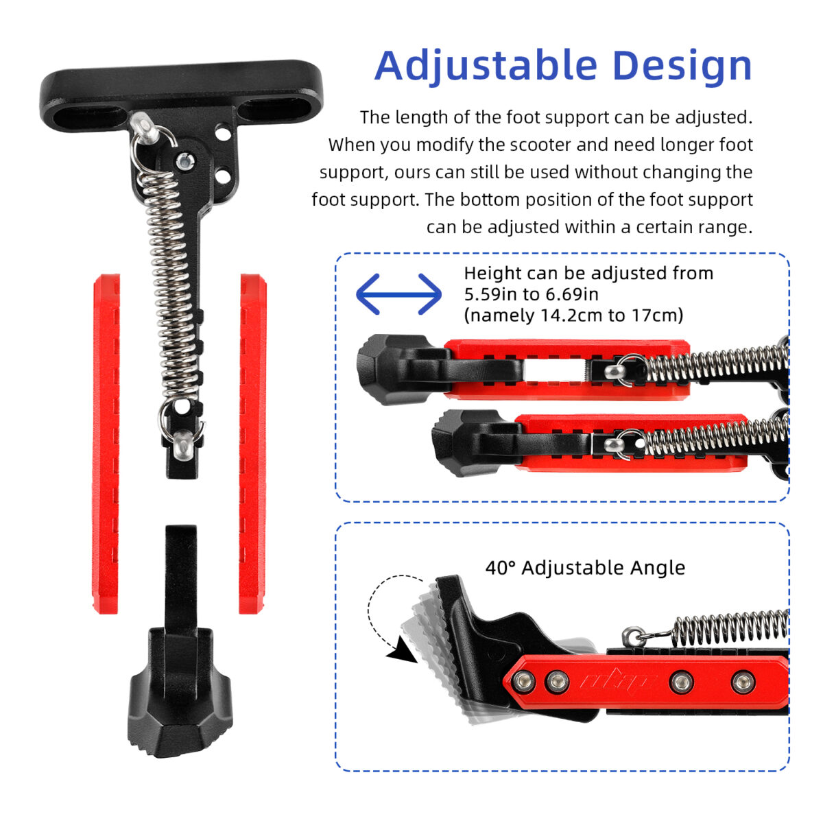 Pata de cabra ajustable V2 Negro-Rojo para scooters de serie Max G30 - Imagen 6