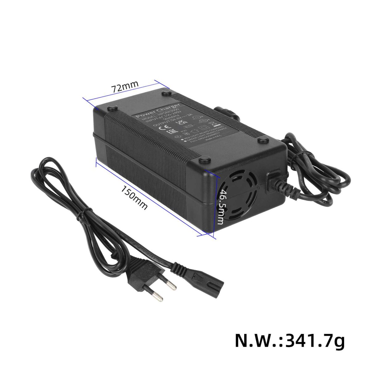 Cargador de 58,8 V 3 A con 3 clavijas (enchufe UE) para scooters Zero 10X - Imagen 2