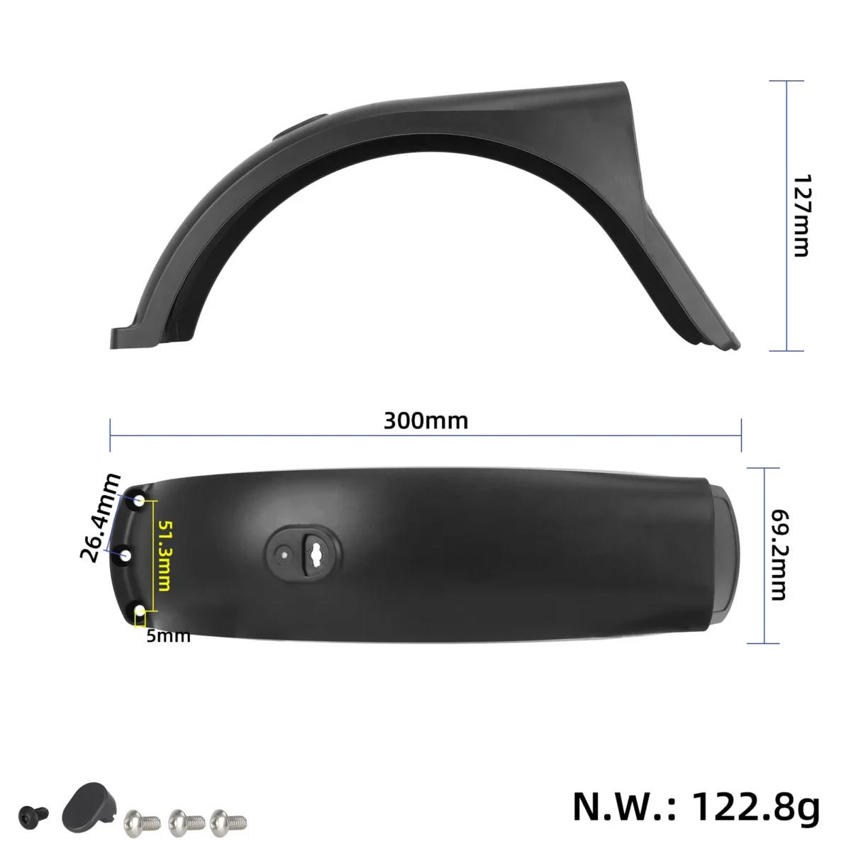 Guardabarros trasero Xiaomi 5 Pro con gancho y tornillos - Imagen 2