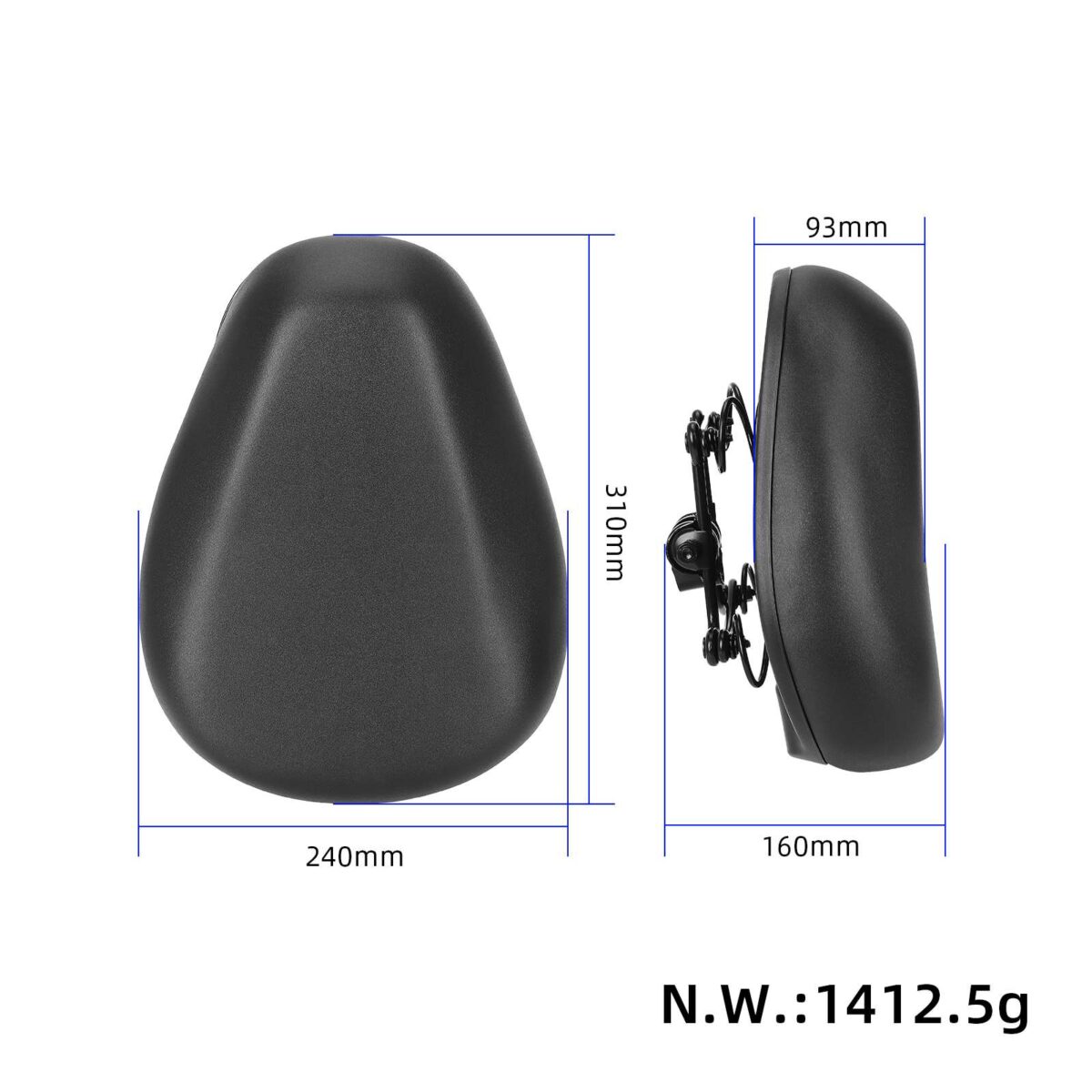Asiento negro para bicicleta eléctrica - Imagen 2