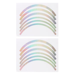 Juego de 2 pegatinas reflectantes para ruedas multicolores en color plateado