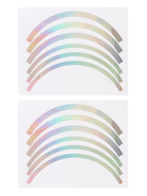 Juego de 2 pegatinas reflectantes para ruedas multicolores en color plateado
