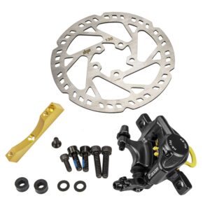 Juego de frenos Xtech negros que incluye disco de 135 mm y adaptador dorado