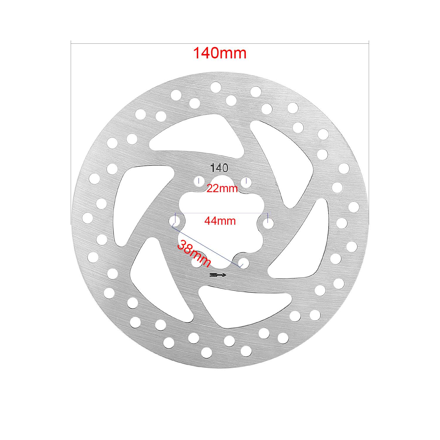 Disco de freno de disco de 6 orificios y 140 mm (diagonal de 44 mm) - Imagen 2