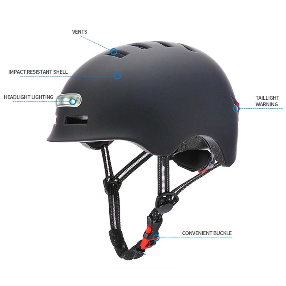 Casco negro talla M con luz - Imagen 3