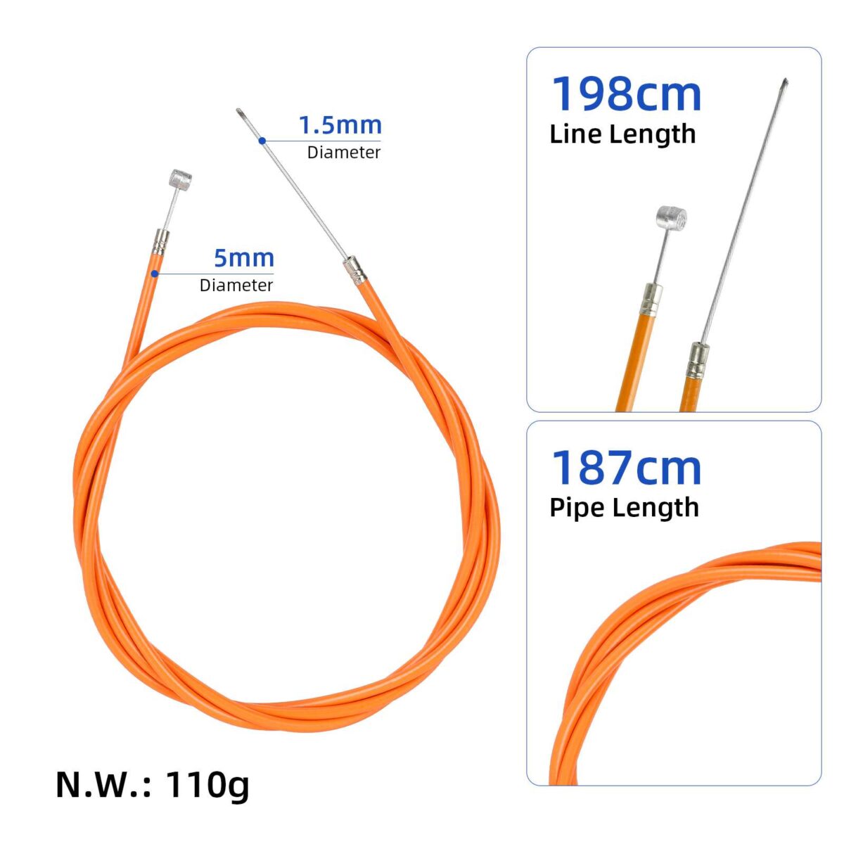 Cable de freno naranja de 198 cm para scooter F20F25F30F40 - Imagen 2