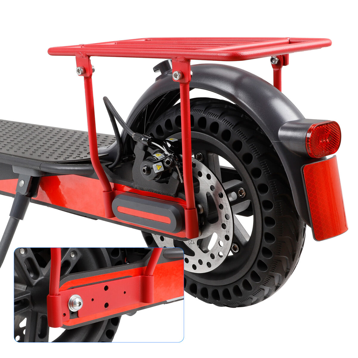 Estante trasero plegable Ulip rojo para almacenamiento de scooters Xiaomi - Imagen 3