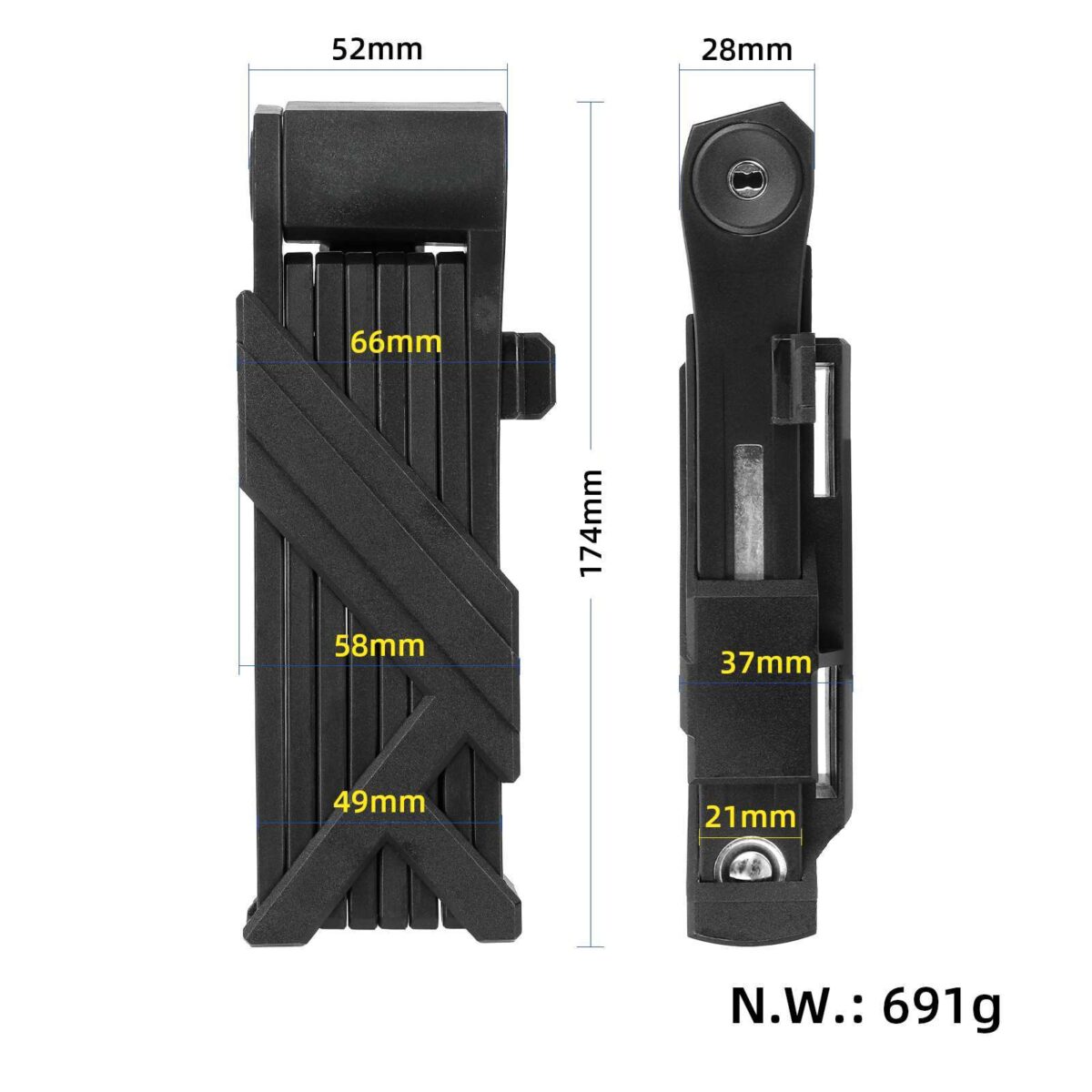 Candado antirrobo rectangular plegable para bicicleta - Imagen 2