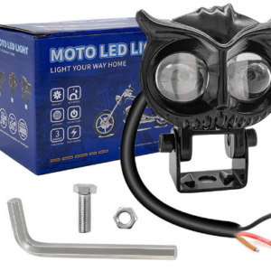 Faros delanteros para motocicleta Owl con focos LED de dos colores